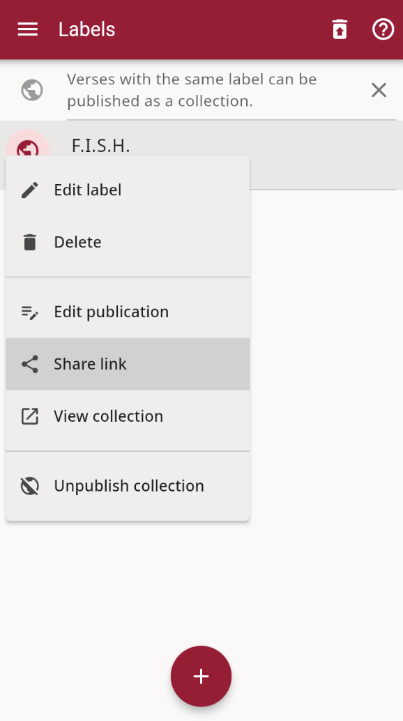 Collection share link